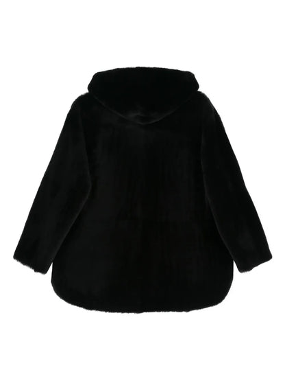 Reversible Shearling Hooded Coat