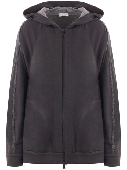 Monili-Embellished Cotton-Silk Hoodie