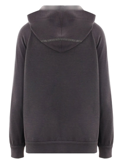 Monili-Embellished Cotton-Silk Hoodie