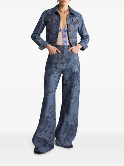 Jacquard-Print Denim Jacket