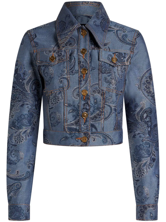 Jacquard-Print Denim Jacket