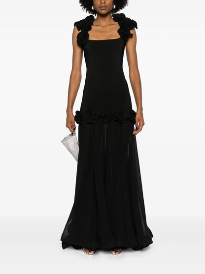 Floral-Appliqué Dress