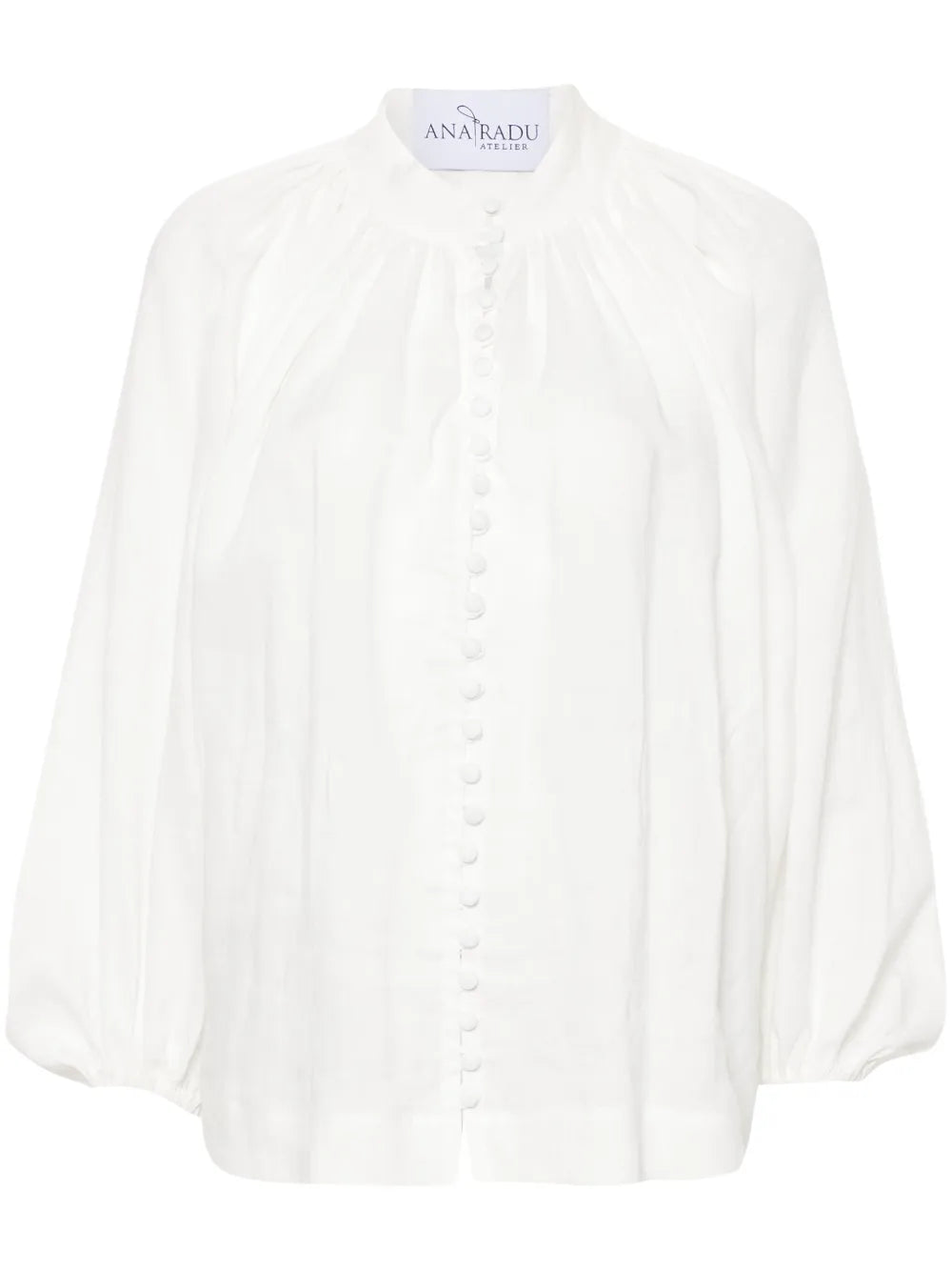 Balloon-Sleeve Linen Shirt