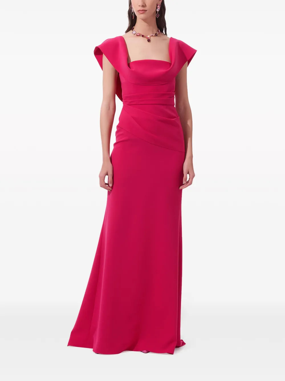 Ruched Square-Neck Gown