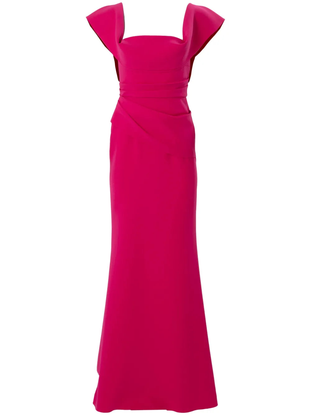 Ruched Square-Neck Gown