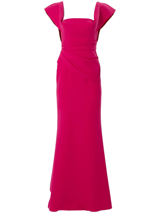 Ruched Square-Neck Gown