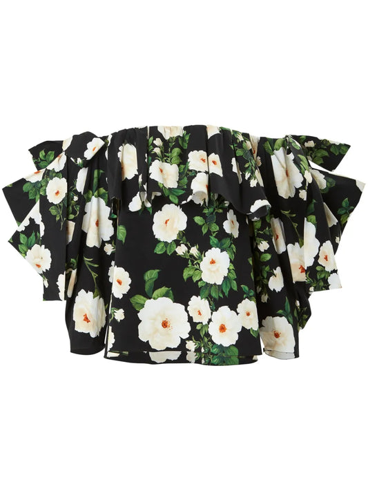 Rose-Print Cotton Top