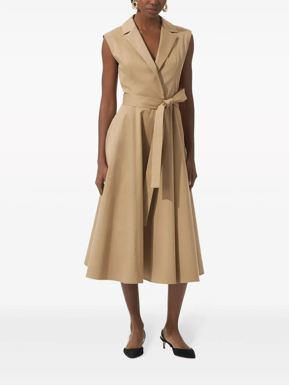 Belted Trench Midi Dress