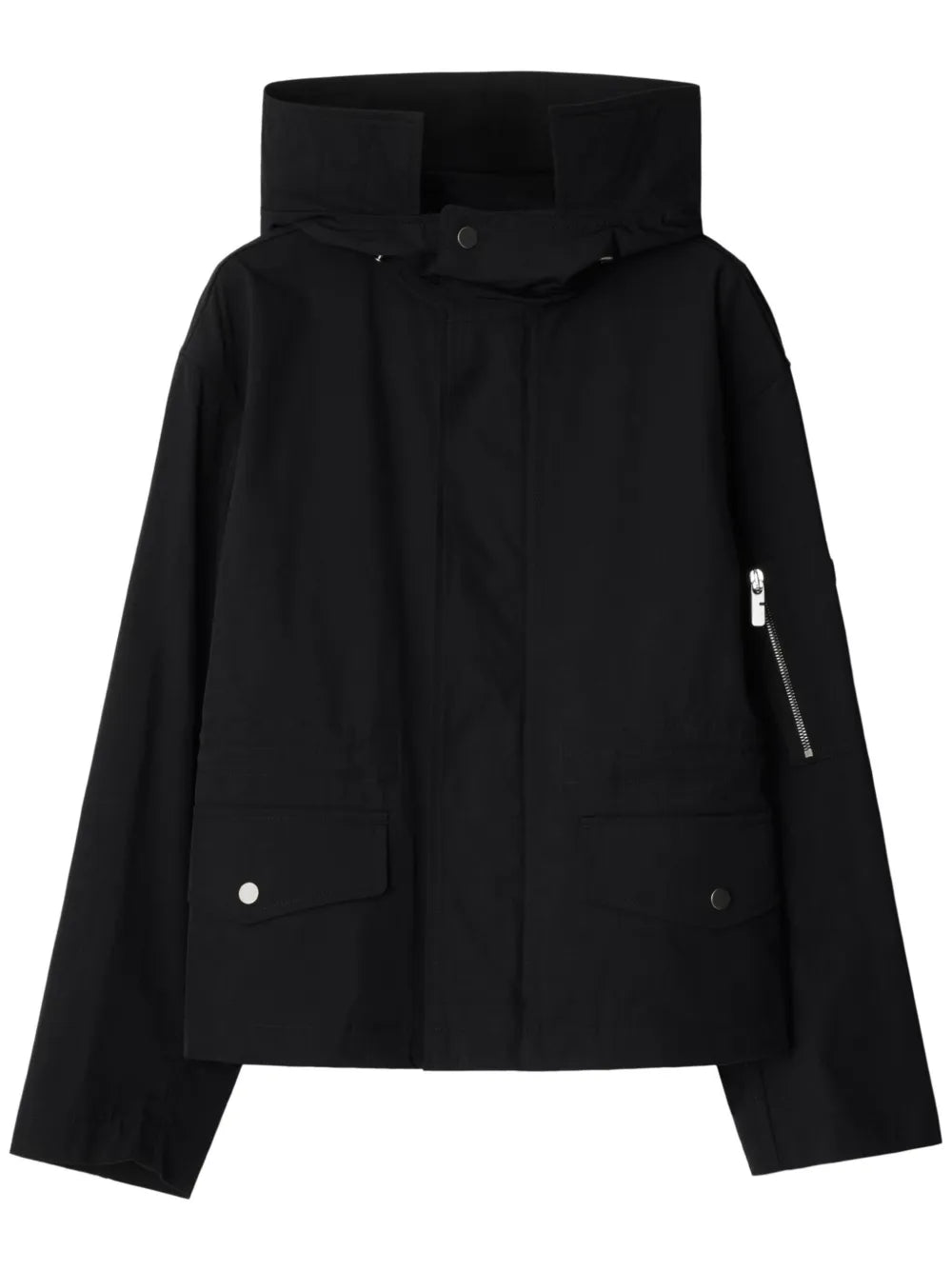 Hooded Press-Stud Parka Coat