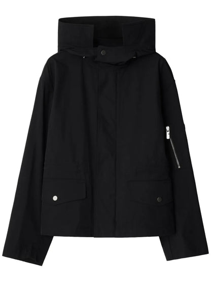 Hooded Press-Stud Parka Coat