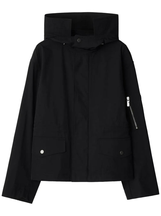 Hooded Press-Stud Parka Coat