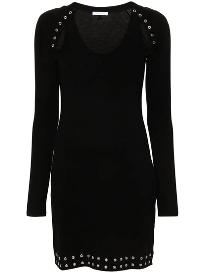 Eyelet-Detailed Jersey Minidress