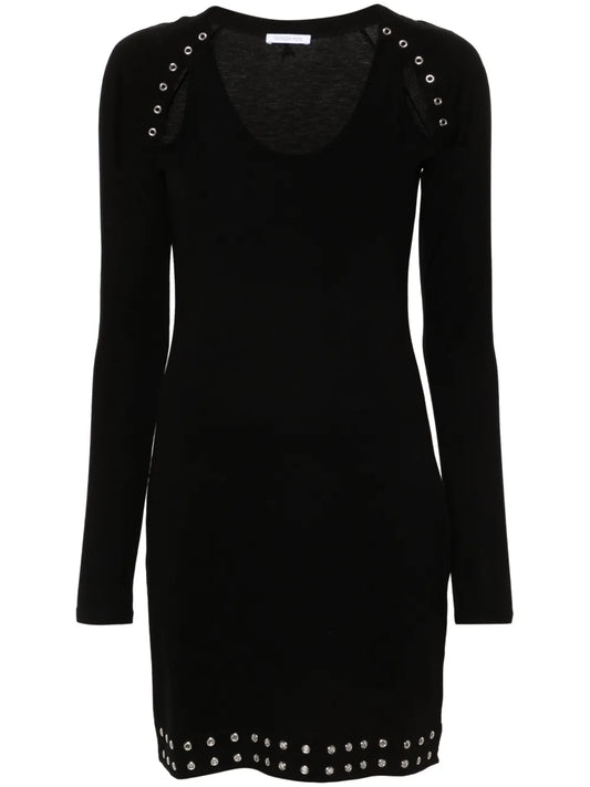 Eyelet-Detailed Jersey Minidress
