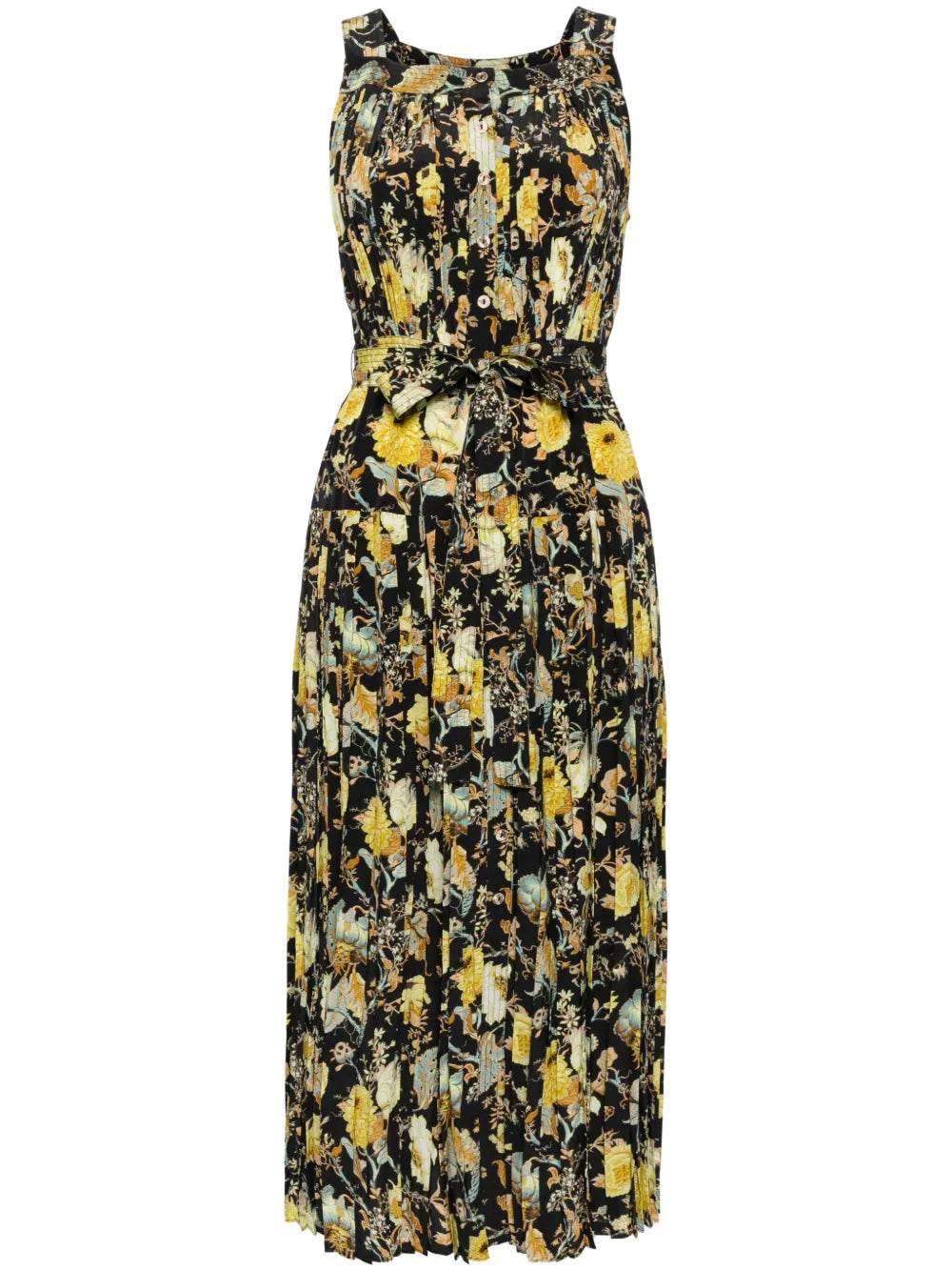 Floral-Print Silk Midi Dress