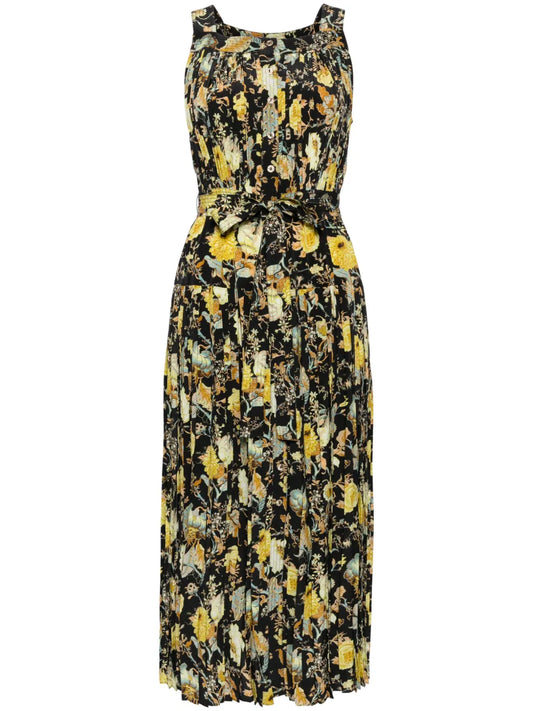 Floral-Print Silk Midi Dress