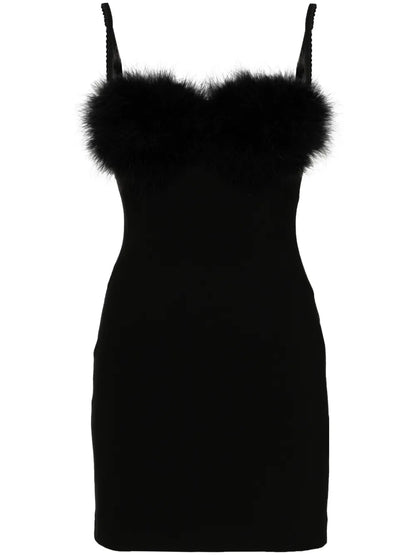 Faux-Fur Detail Mini Dress