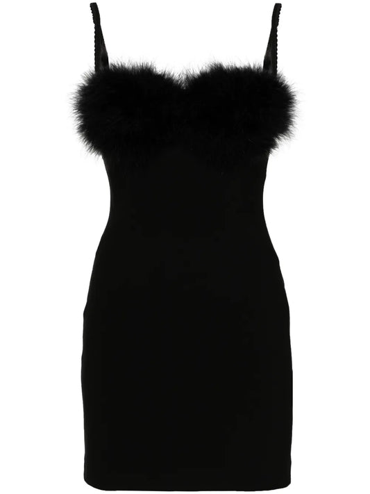 Faux-Fur Detail Mini Dress