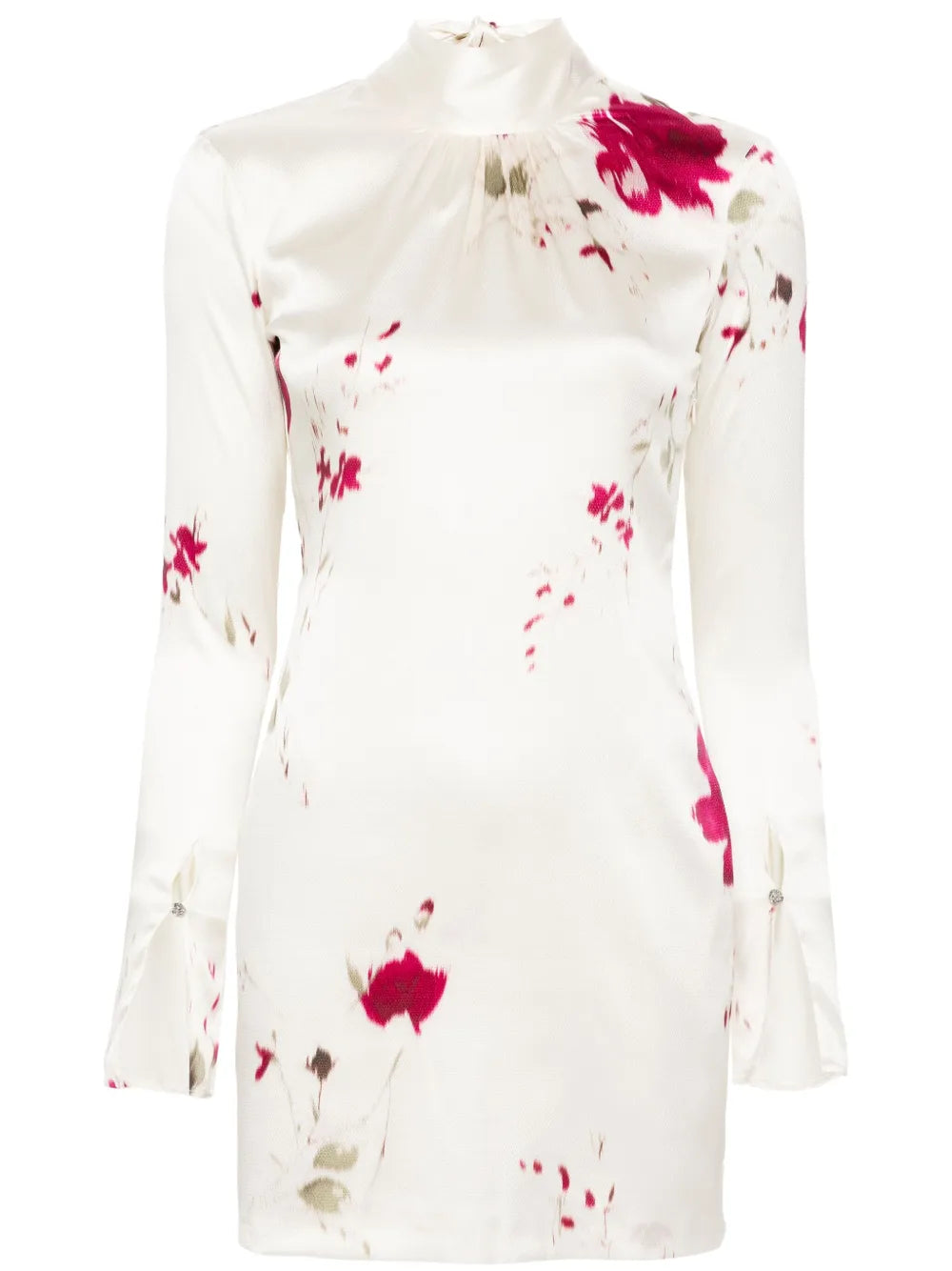 Roses-Print Satin Mini Dress
