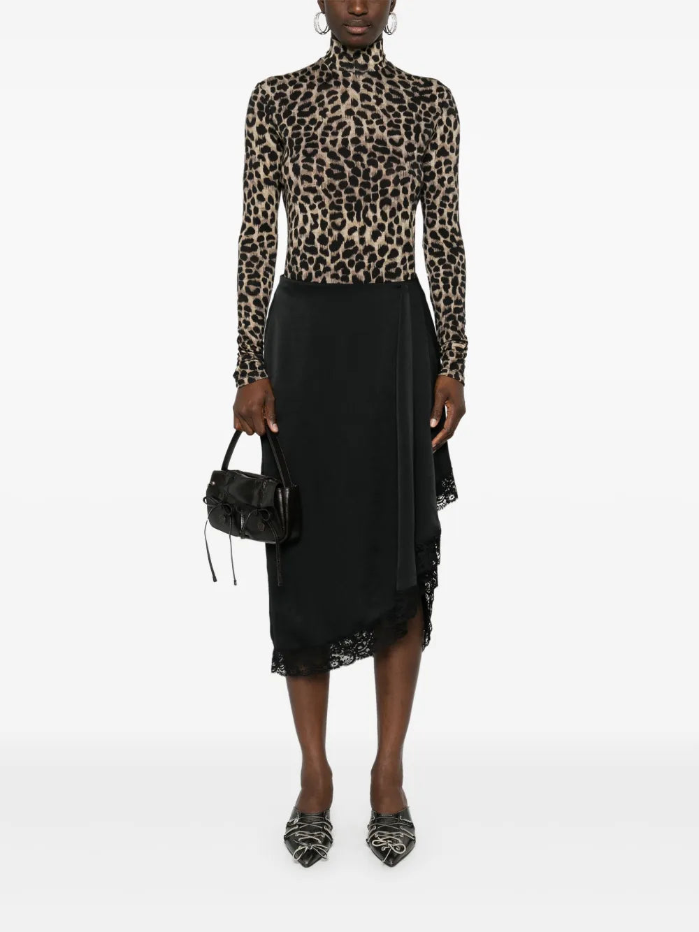 Asymmetric Lace-Detail Skirt