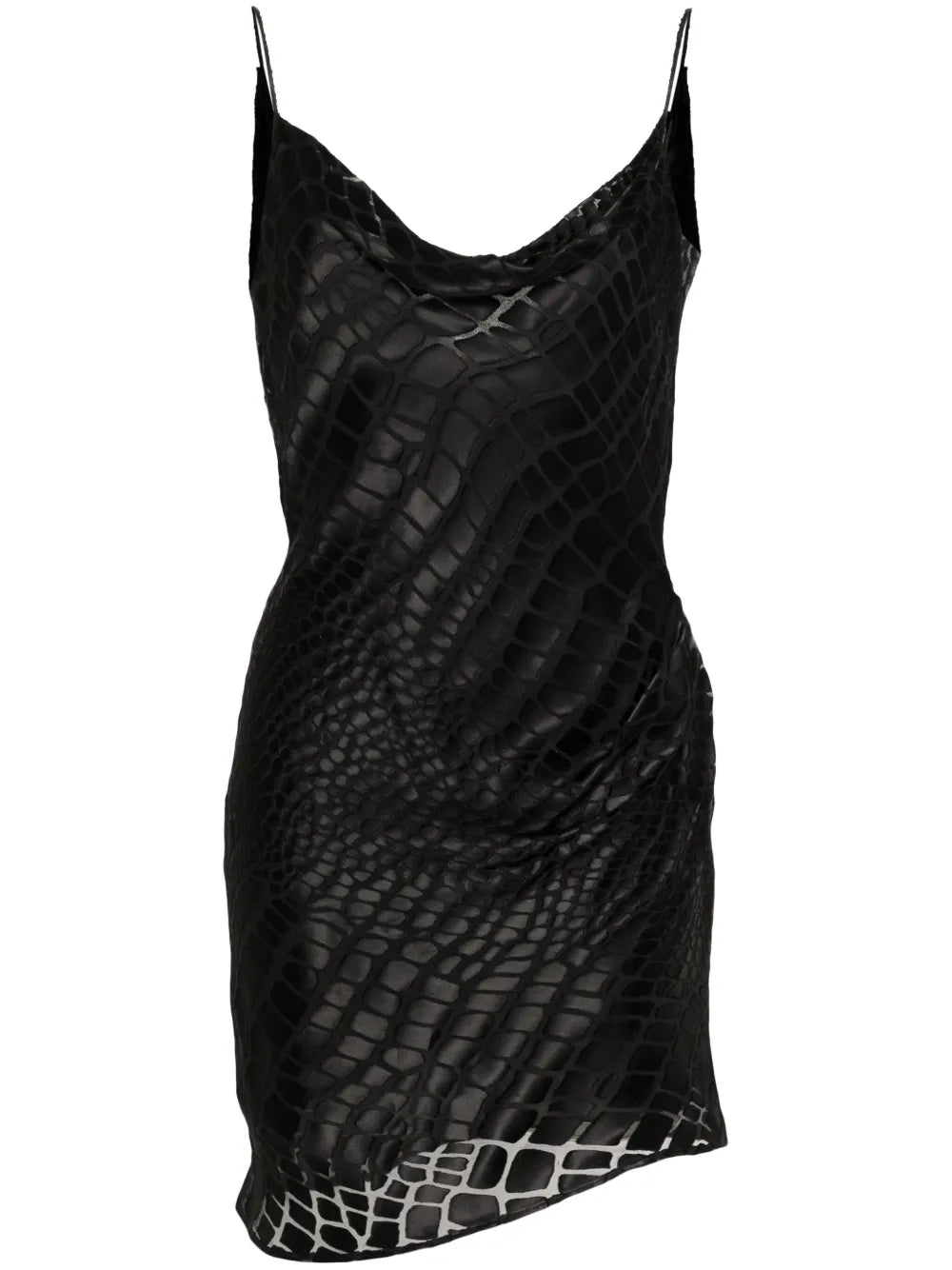 Crocodile-Effect Devoré Mini Dress