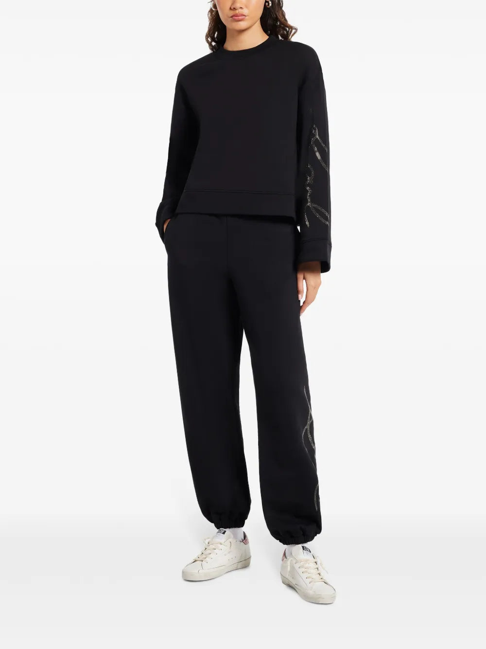 Rhinestone-Embellished Track Pants