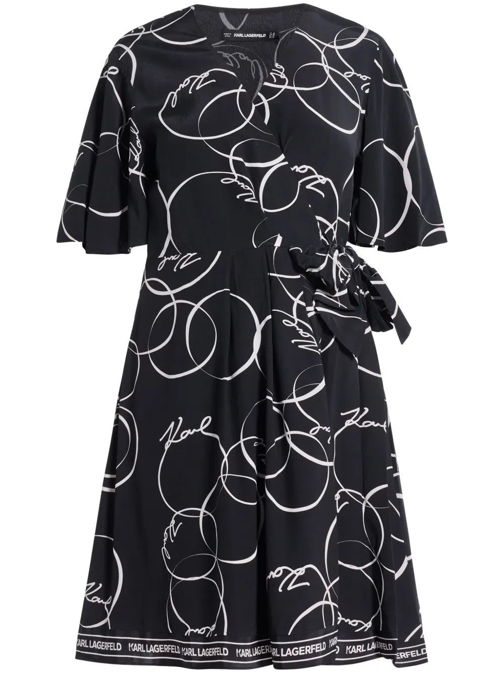 Circle-Print Wrap Dress
