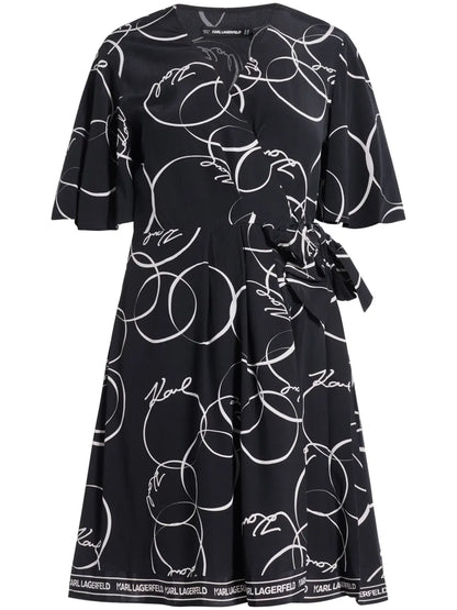 Circle-Print Wrap Dress