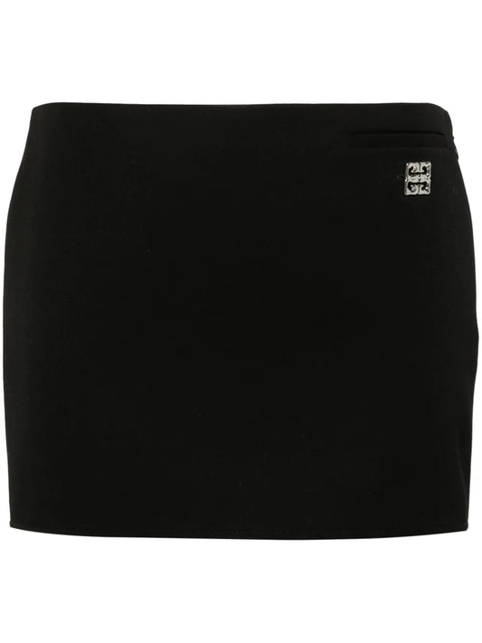 4G-Plaque Wool Miniskirt
