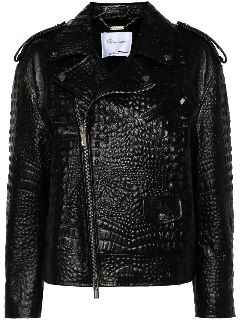 Crocodile-Effect Leather Jacket