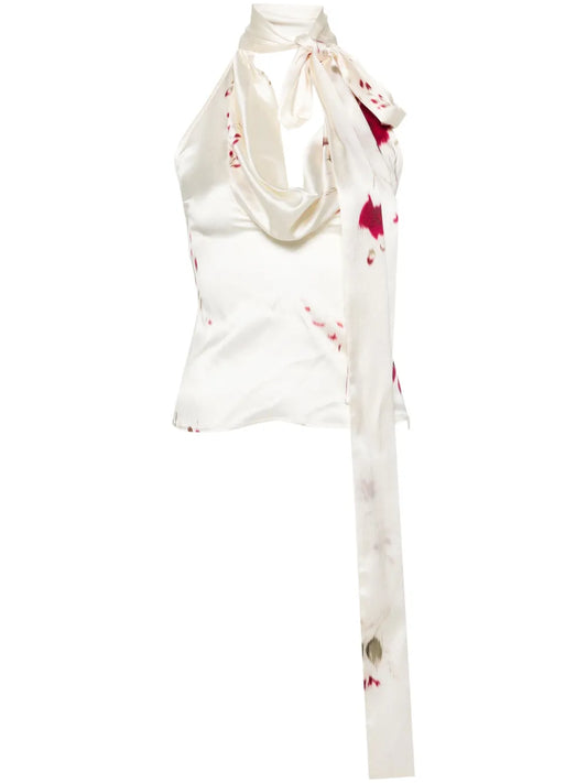 Printed Scarf-Detail Top