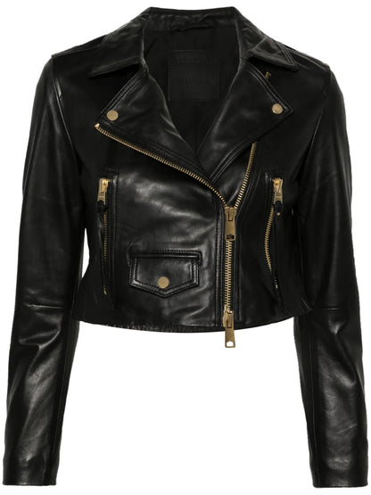 Elora Cropped Leather Jacket
