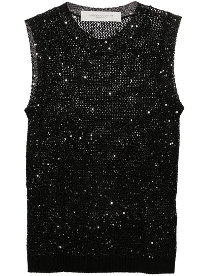Sequin-Embellished Sleeveless Top