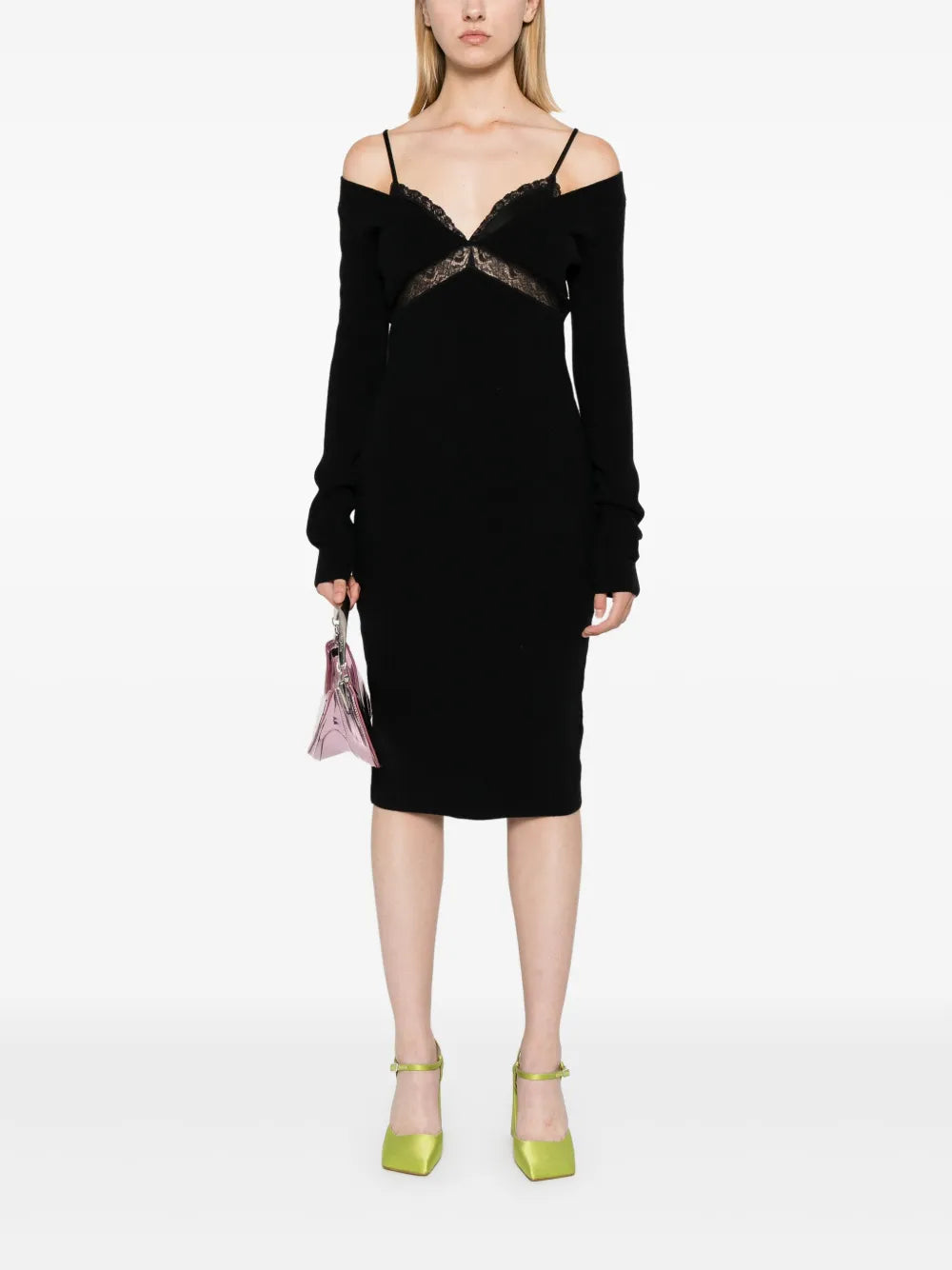 V-Neck Knitted Midi Dress