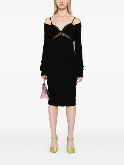 V-Neck Knitted Midi Dress