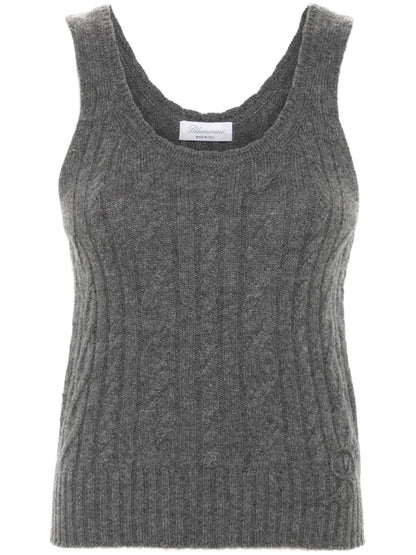 Logo-Embroidered Cable-Knit Top