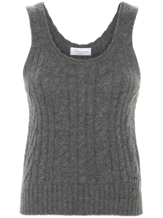 Logo-Embroidered Cable-Knit Top