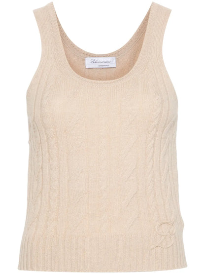 Logo-Embroidered Cable-Knit Top