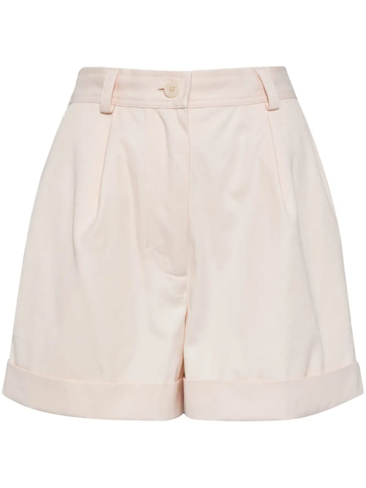 Pleated Rolled-Hem Shorts