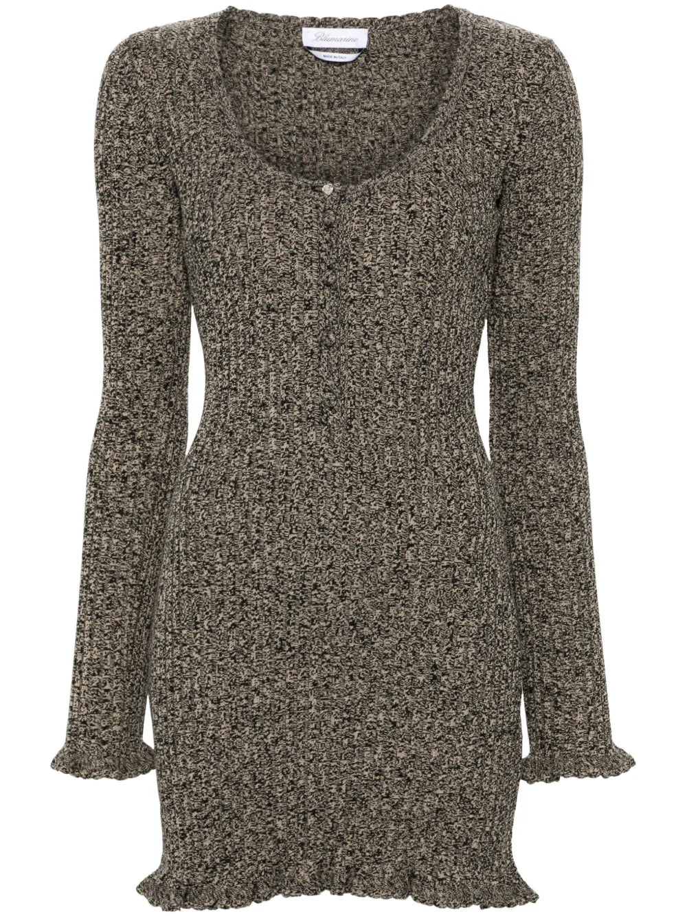 Mélange Ruffled Ribbed Mini Dress