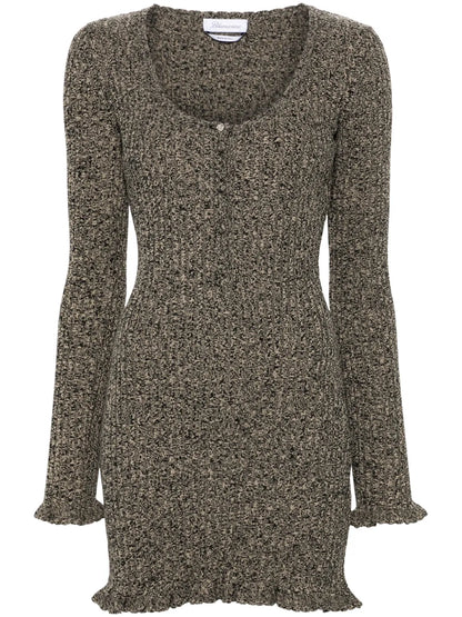 Mélange Ruffled Ribbed Mini Dress