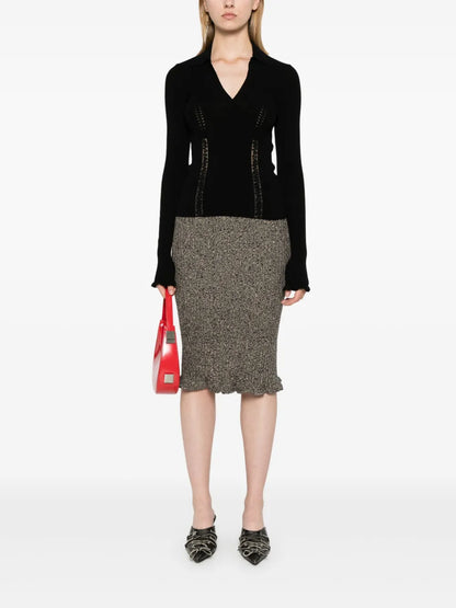 Lace-Panelling Polo Jumper