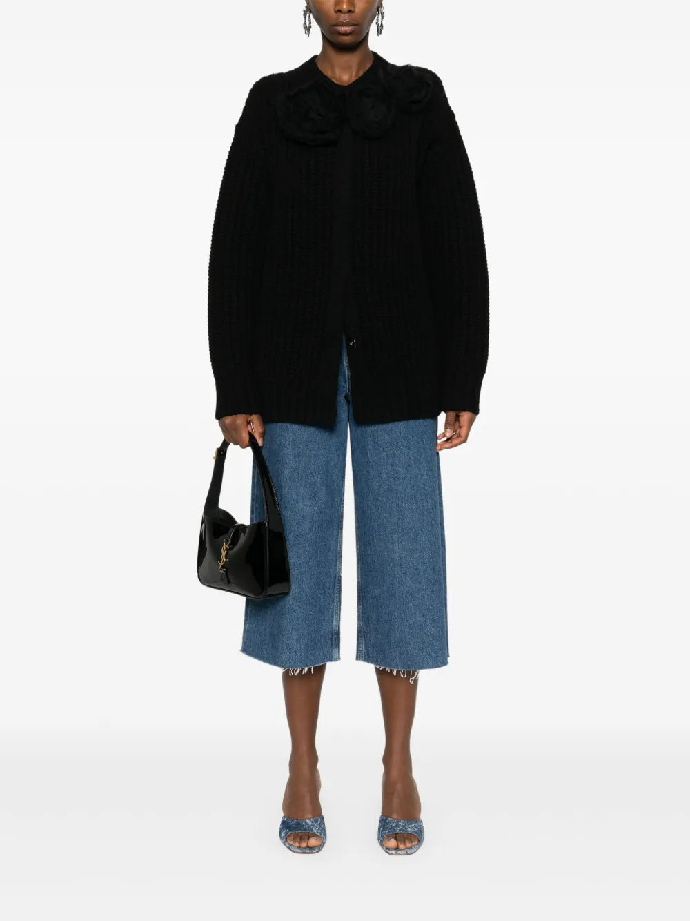 Floral-Appliqué Cardigan