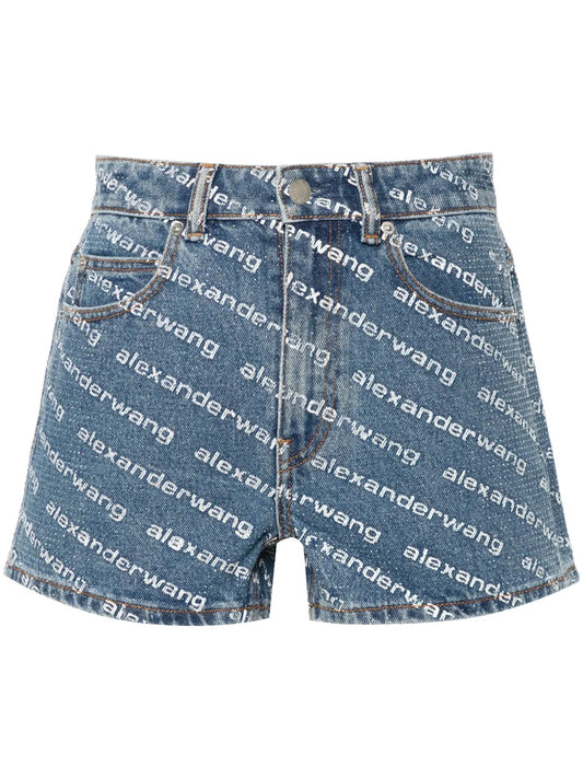 Rhinestoned Denim Shorts