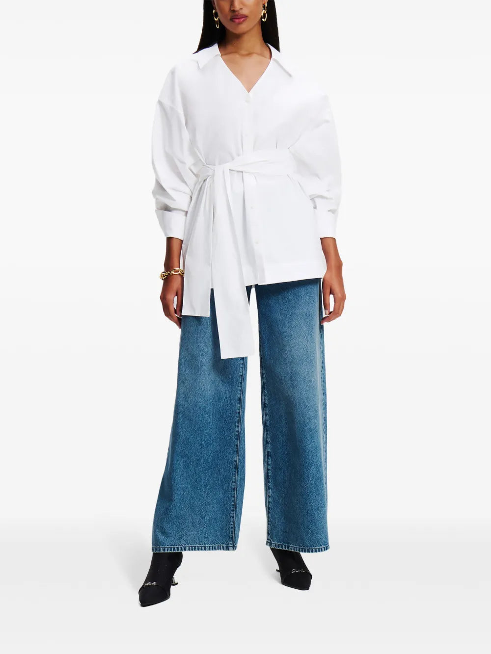 Belted Poplin Shirt