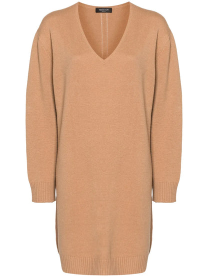 V-Neck Knitted Dress