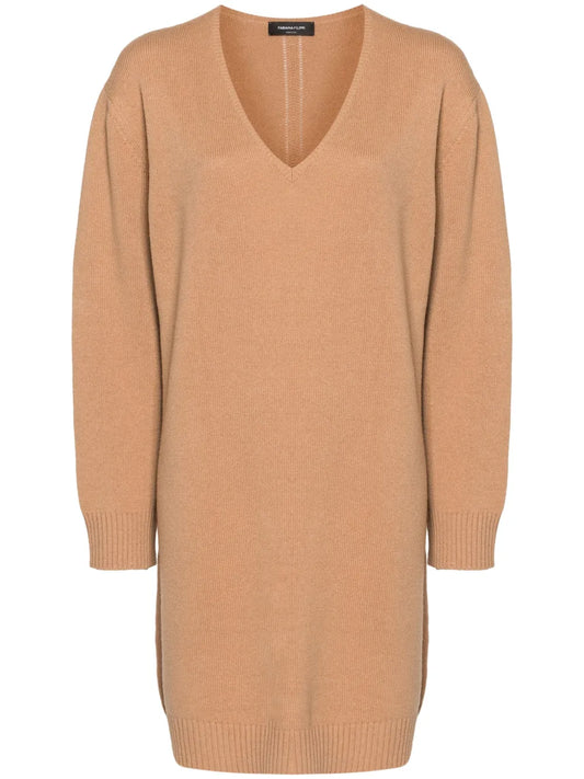 V-Neck Knitted Dress
