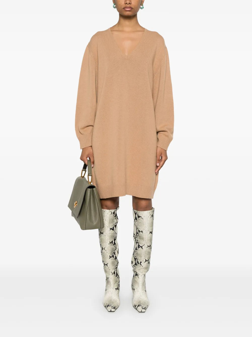 V-Neck Knitted Dress
