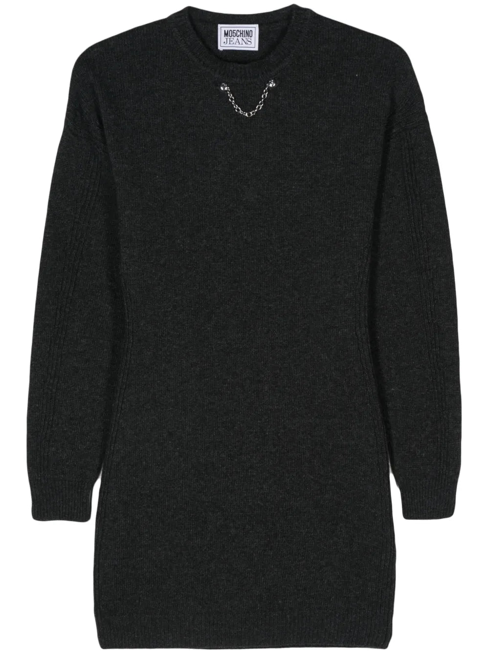 Chain-Embellished Knitted Dress