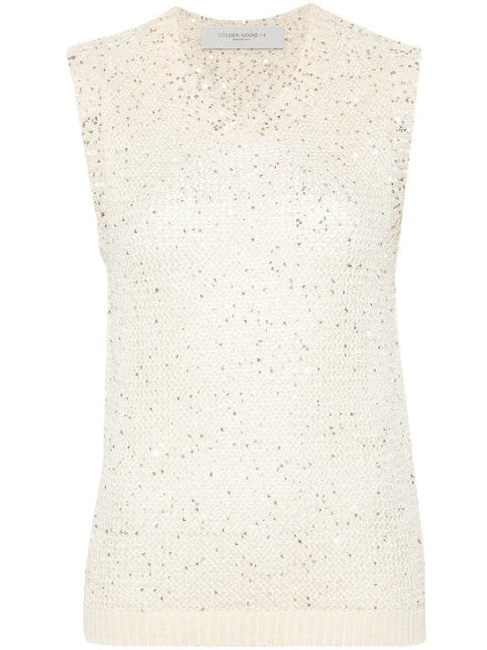 Melyssa Sequin-Embellished Knitted Top