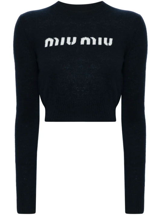 Logo-Intarsia Cropped Jumper